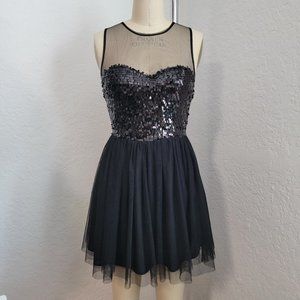 Black Tulle Sequin Mini Dress
